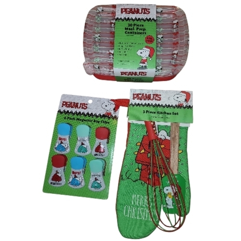Peanuts Bundle Lot Of 3 Festive Christmas Kitchen Collection